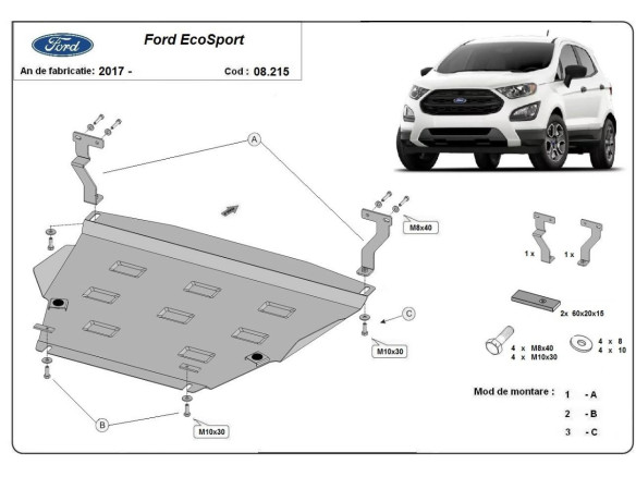 Stahl Unterfahrschutz für Motor, Getriebe Ford EcoSport (2017-2026) EANFord EcoSport