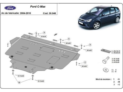 Stahl Unterfahrschutz für Motor Ford C - Max (2004-2010) EANFord C-Max