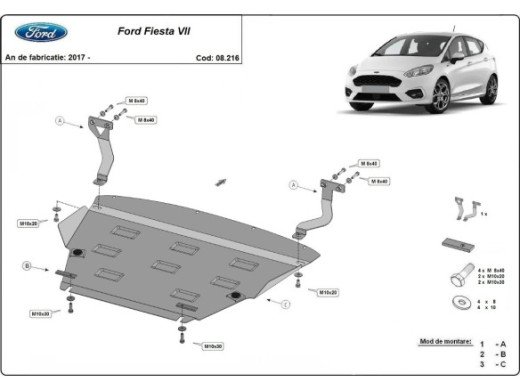 Stahl Unterfahrschutz für Motor Ford Fiesta VII (2017-2026) EANFord Fiesta