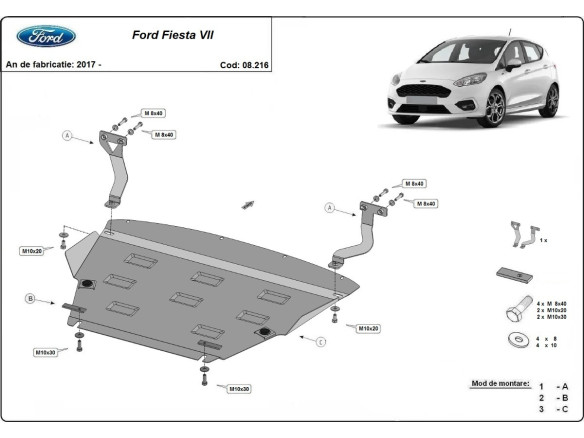 Stahl Unterfahrschutz für Motor Ford Fiesta VII (2017-2026) EANFord Fiesta