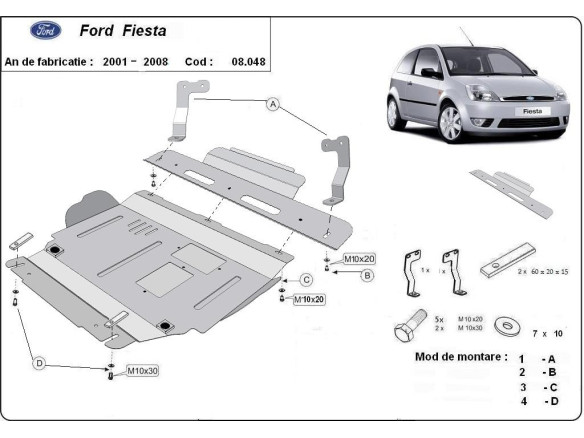 Stahl Unterfahrschutz für Motor Ford Fiesta (2001-2008) EANFord