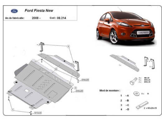 Stahl Unterfahrschutz für Motor Ford Fiesta (2008-2016) EANFord Fiesta