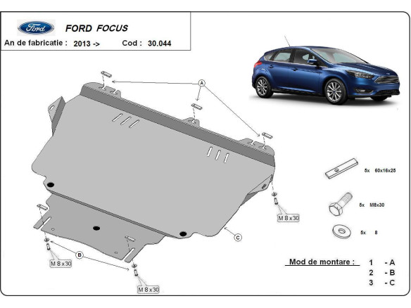 Stahl Unterfahrschutz für Motor Ford Focus 3 (2010-2018) EANFord Focus