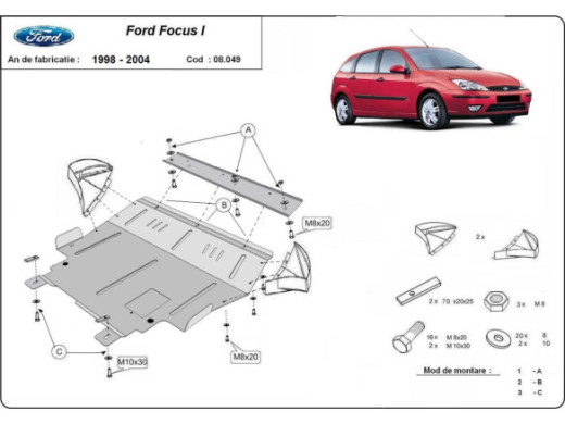 Stahl Unterfahrschutz für Motor Ford Focus 1 (1998-2004) EANFord Focus