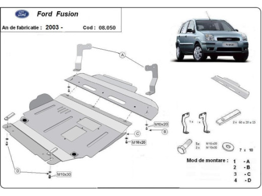 Stahl Unterfahrschutz für Motor Ford Fusion (2003-2012) EANFord Fusion