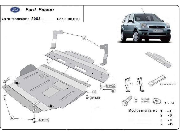 Stahl Unterfahrschutz für Motor Ford Fusion (2003-2012) EANFord Fusion
