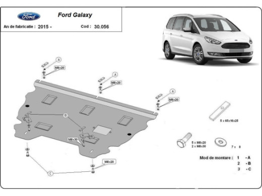Stahl Unterfahrschutz für Motor Ford Galaxy 3 (2015-2022) EANFord Galaxy