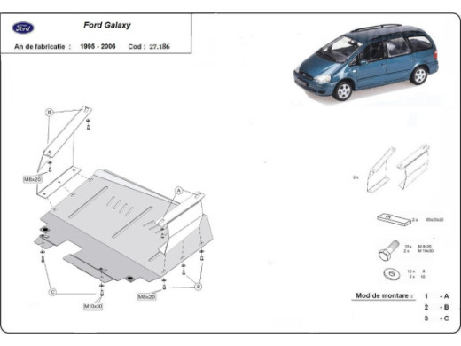 Stahl Unterfahrschutz für Motor Ford Galaxy 1 (1995-2006) EANFord Galaxy