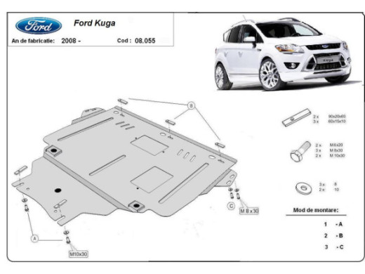 Stahl Unterfahrschutz für Motor Ford Kuga (2008-2012) EANFord Kuga