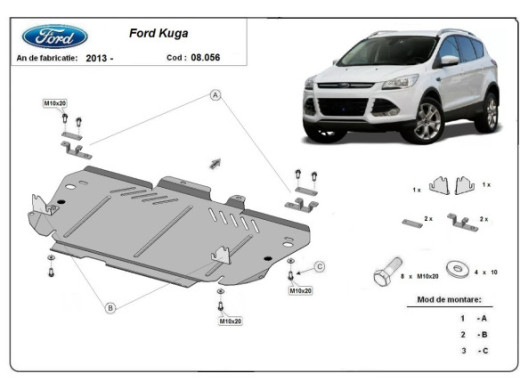 Stahl Unterfahrschutz für Motor Ford Kuga (2013-2019) EANFord Kuga