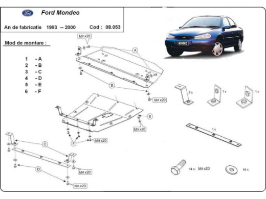 Stahl Unterfahrschutz für Motor Ford Mondeo 1,2 (1992-2000) EANFord Mondeo