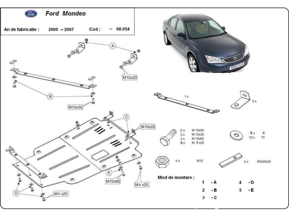 Stahl Unterfahrschutz für Motor Ford Mondeo 3 (2000-2006) EANFord Mondeo