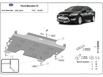 Stahl Unterfahrschutz für Motor Ford Mondeo 5 (2012-2022) EANFord Mondeo 2
