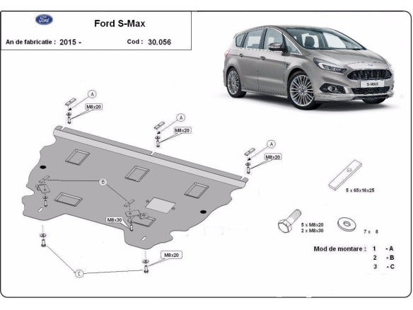 Stahl Unterfahrschutz für Motor Ford S - Max (2015-2023) EANFord S - Max