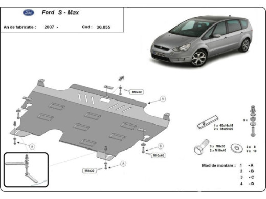 Stahl Unterfahrschutz für Motor Ford S - Max (2006-2015) EANFord S - Max