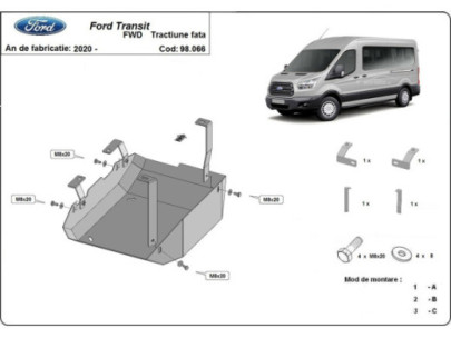 Stahl Unterfahrschutz für Motor Ford Transit RWD (2013-2023) EANFord Transit