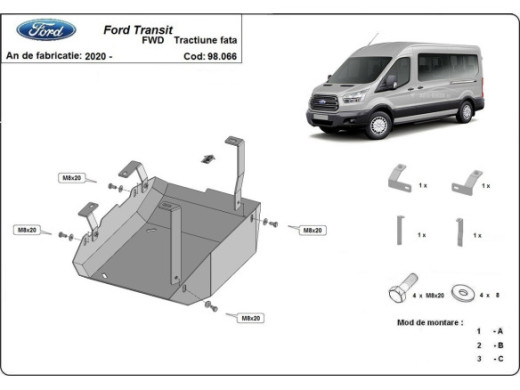 Stahl Unterfahrschutz für AdBluetank Ford Transit (2020-2026) EANFord