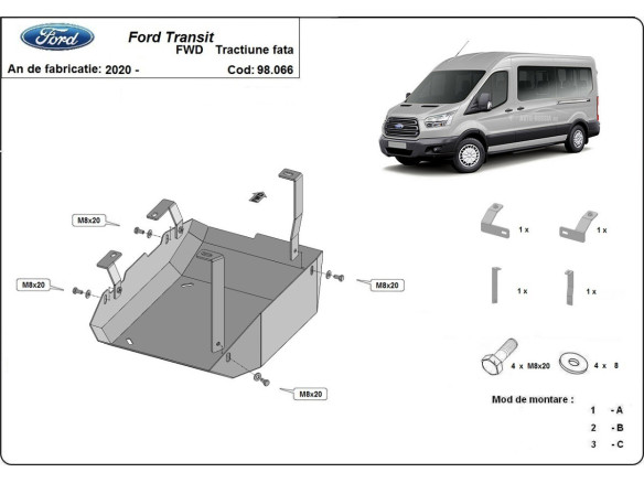 Stahl Unterfahrschutz für AdBluetank Ford Transit (2020-2026) EANFord