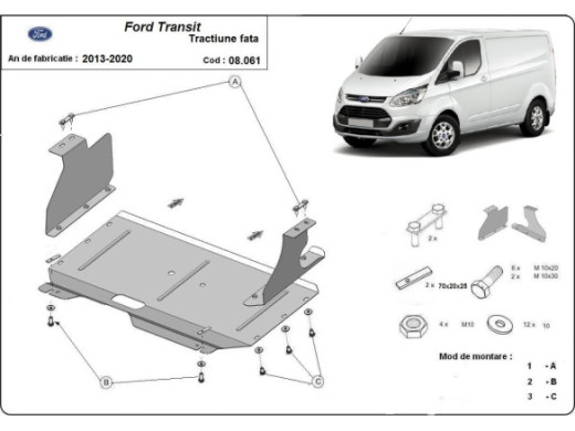 Stahl Unterfahrschutz für Motor Ford Transit (2013-2020) EANFord