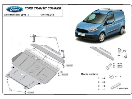Stahl Unterfahrschutz für Motor Ford Transit Courier (2014-2023) EANFord Transit Courier