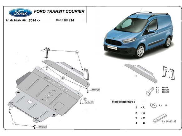Stahl Unterfahrschutz für Motor Ford Transit Courier (2014-2023) EANFord Transit Courier