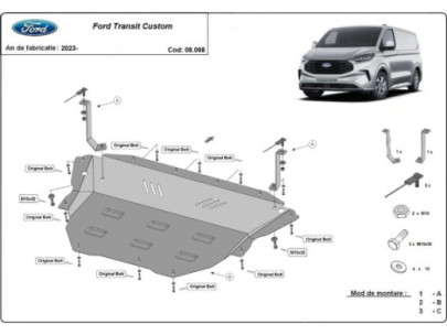 Stahl Unterfahrschutz für Motor, Getriebe Ford Transit Custom - FWD (2020-2023) EANFord Transit Custom 2