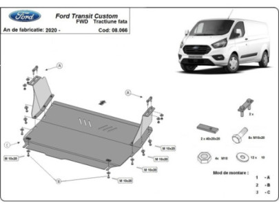 Stahl Unterfahrschutz für Motor Ford Transit FWD (2020-2026) EANFord 2