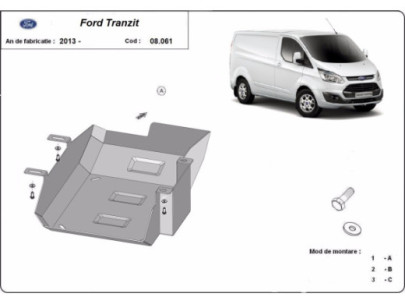 Stahl Unterfahrschutz für Motor, Getriebe Ford Transit Custom - FWD (2020-2023) EANFord Transit Custom 2