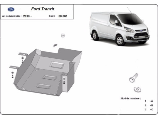 Stahl Unterfahrschutz für AdBluetank Ford Transit Custom (2013-2019) EANFord Transit Custom