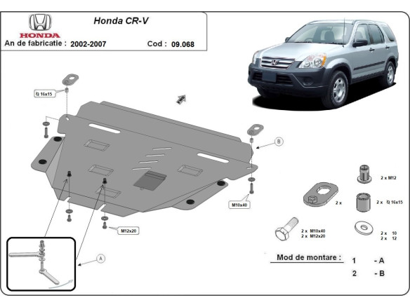 Stahl Unterfahrschutz für Motor Honda CR-V (2002-2007) EANHonda CR-V