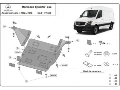 Stahl Unterfahrschutz für Motor Mercedes Sprinter-FWD (2018-2026) EANMercedes Sprinter