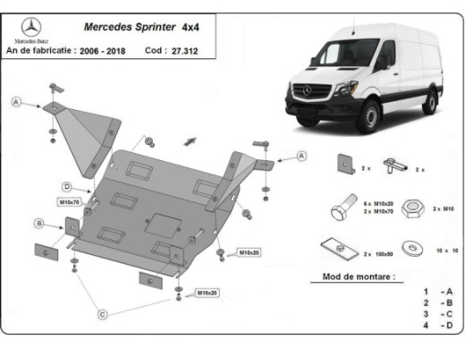 Stahl Unterfahrschutz für Motor Mercedes Sprinter 906 4x4 (2006-2018) EANMercedes Sprinter