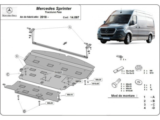 Stahl Unterfahrschutz für Motor Mercedes Sprinter-FWD (2018-2026) EANMercedes Sprinter