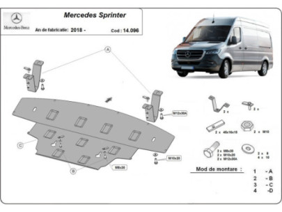 Stahl Unterfahrschutz für Motor Mercedes Sprinter-FWD (2018-2026) EANMercedes Sprinter 2