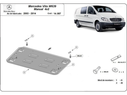 Stahl Unterfahrschutz für Motor Mercedes Vito W639 - 2.2 D 4x2 (2003-2014) EANMercedes Vito