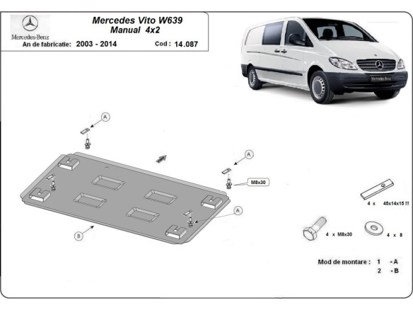 Stahl Unterfahrschutz für Motor Mercedes Vito W639 - 2.2 D 4x2 (2003-2014) EANMercedes Vito