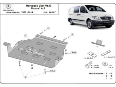 Stahl Unterfahrschutz für Motor Mercedes Vito W447, 2.2 D, 4x4 (2020-2026) EANMercedes Vito 2