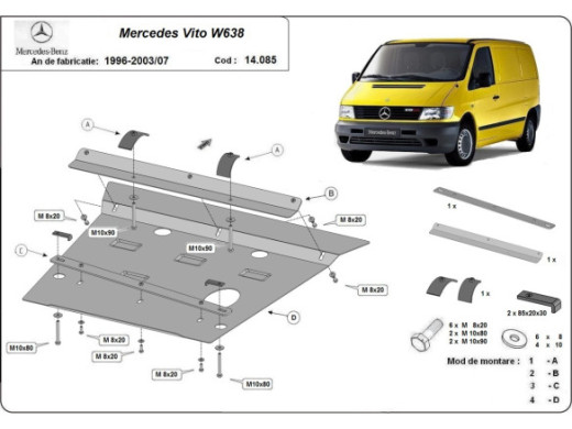 Stahl Unterfahrschutz für Motor, Getriebe Mercedes Vito (1996-2003) EANMercedes Vito