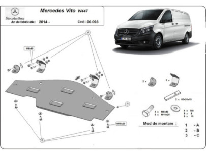 Stahl Unterfahrschutz für Motor Mercedes Vito W447, 2.2 D, 4x4 (2020-2026) EANMercedes Vito 2