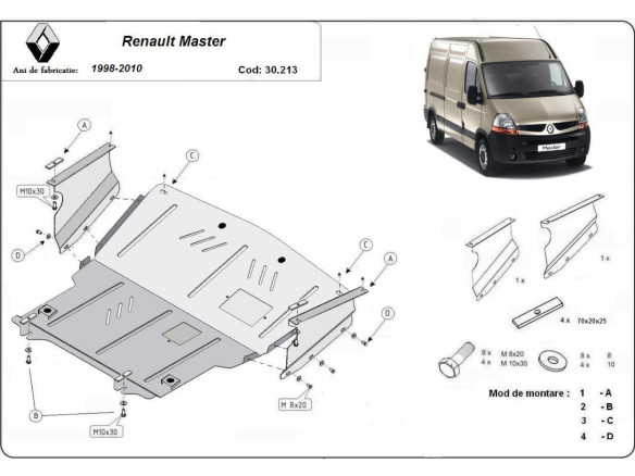 Stahl Unterfahrschutz für Motor Renault Master 2 (1998-2010) EANRenault Master