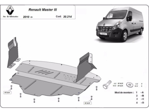 Stahl Unterfahrschutz für Motor Renault Master 3 (2010-2024) EANRenault Master