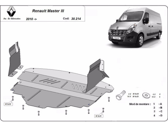 Stahl Unterfahrschutz für Motor Renault Master 3 (2010-2024) EANRenault Master
