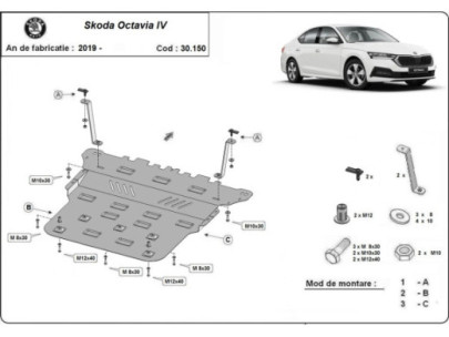 Stahl Unterfahrschutz für Motor, Getriebe Skoda Octavia 3 - Automatikgetriebe (2013-2019) EANSkoda Octavia