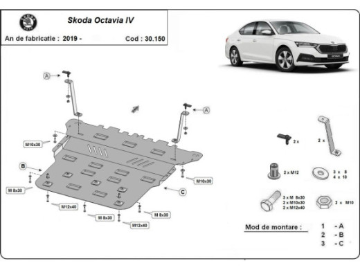 Stahl Unterfahrschutz für Motor Skoda Octavia 4 (2019-2026) EANSkoda Octavia