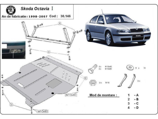 Stahl Unterfahrschutz für Motor Skoda Octavia 1 (1998-2010) EANSkoda Octavia