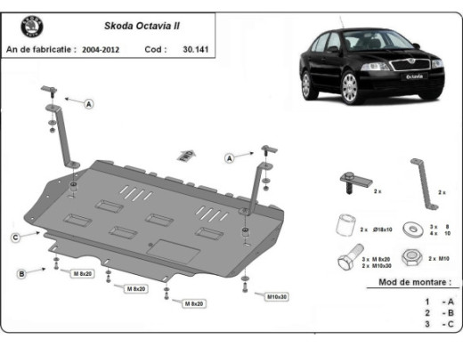 Stahl Unterfahrschutz für Motor Skoda Octavia 2 (2004-2012) EANSkoda Octavia