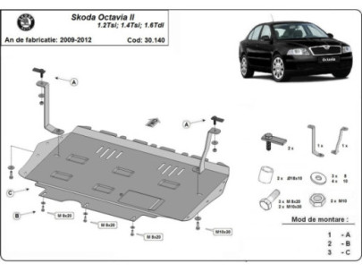 Stahl Unterfahrschutz für Motor, Getriebe Skoda Octavia 3 - Automatikgetriebe (2013-2019) EANSkoda Octavia 2