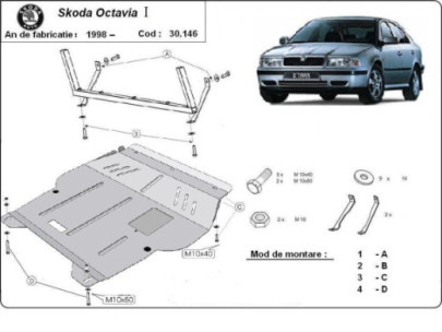 Stahl Unterfahrschutz für Motor, Getriebe Skoda Octavia 3 - Automatikgetriebe (2013-2019) EANSkoda Octavia