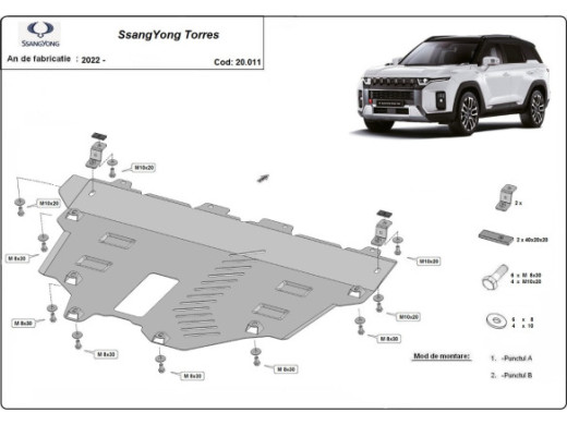 Stahl Unterfahrschutz für Motor Ssangyong Torres (2022-2026) EANSsangyong Torres