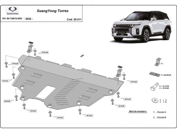Stahl Unterfahrschutz für Motor Ssangyong Torres (2022-2026) EANSsangyong Torres